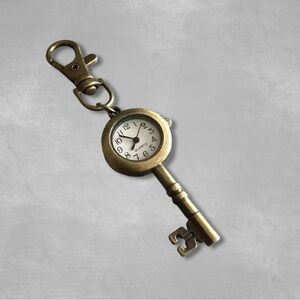 Vintage Bronze Key Pocket / Bag Charm Watch